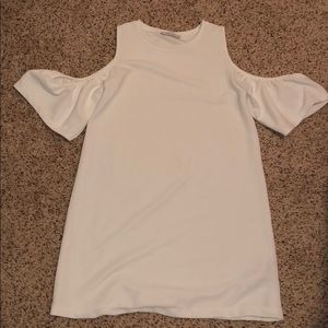 White Zara cold shoulder mini dress.